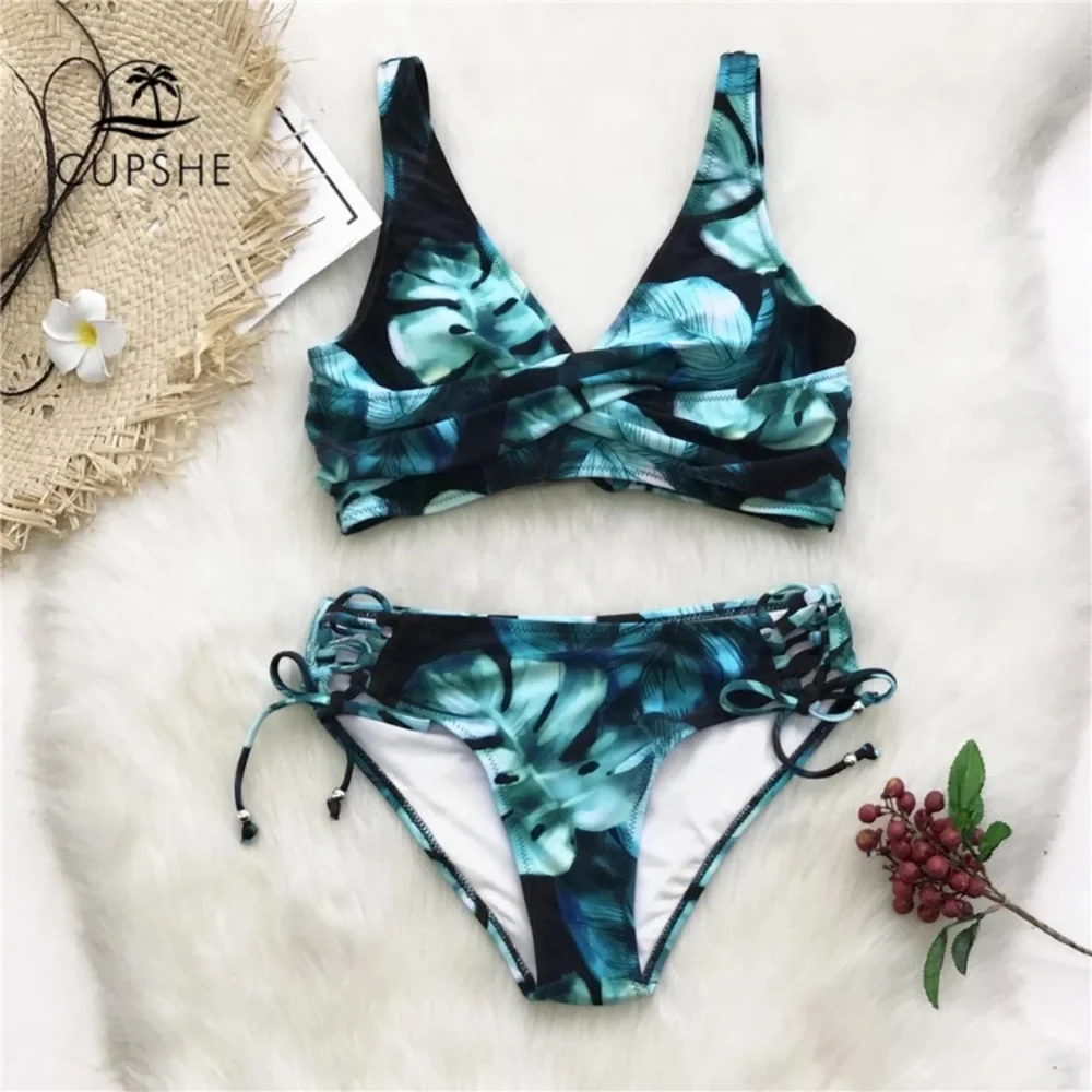 Cupshe | Twist Top Tropical Bikini - Picture 1 of 5